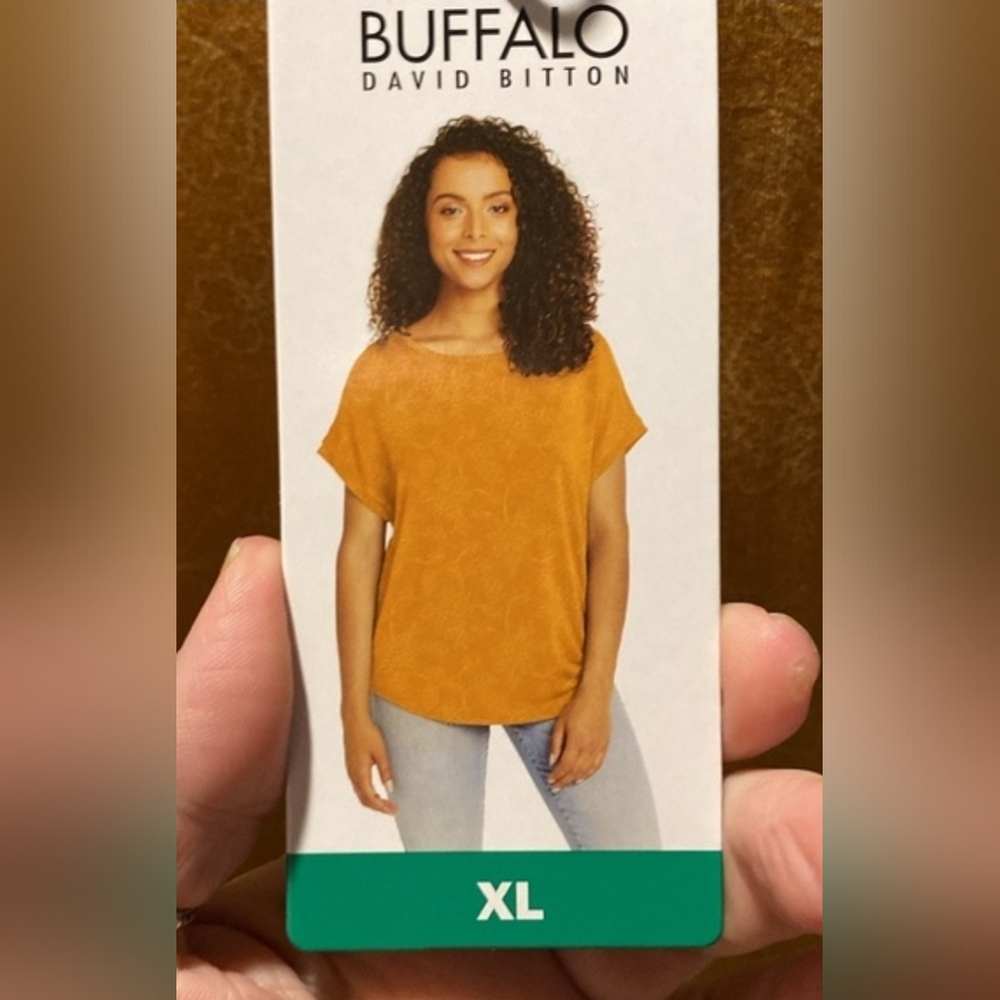 Buffalo David Bitton Mustard French Terry Tunic Top | Size XL | NWT - Picture 5 of 6